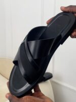 Cross Leather Slippers – Premium Comfort and Luxury for Men