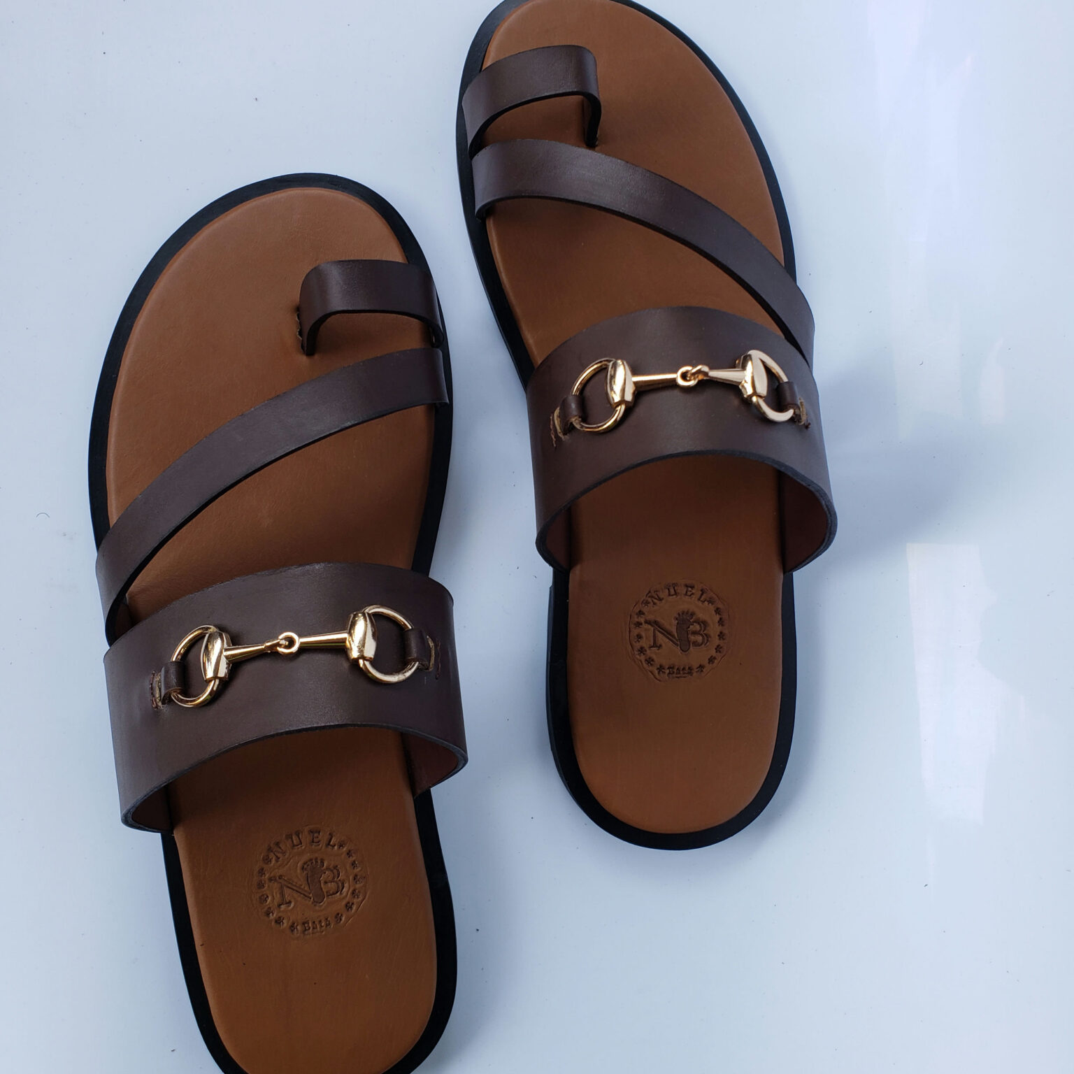 Brown Horsebit Leather Slippers – Handmade Luxury for Modern Men