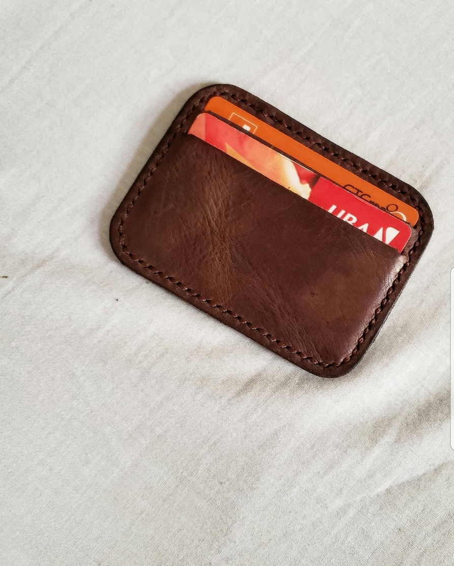 Brown Handstitched Leather Cardholder – Slim Handmade Cardholder | Nigeria