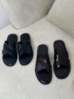 Cross Leather Slippers – Premium Comfort and Luxury for Men