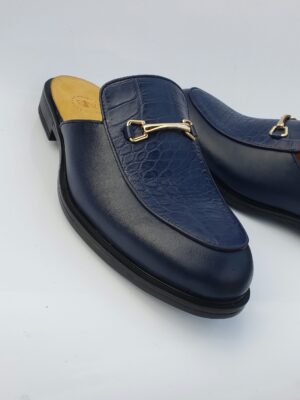 Naju-Embossed-crocs-Navy-blue-leather-mules-2