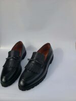 Pebble-Grain Fringe Penny Loafer – Handmade Leather Statement Shoe for Men