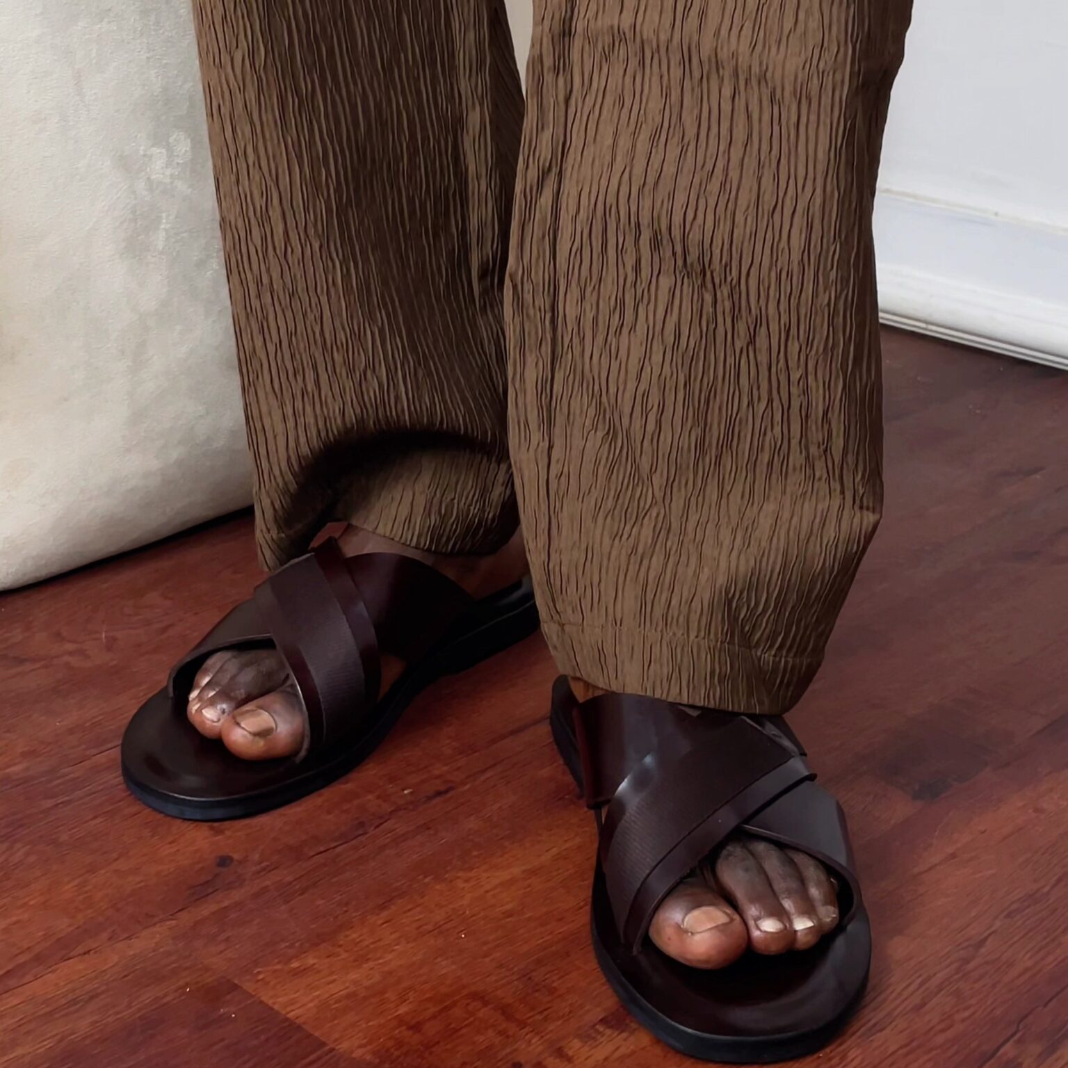 Cross Leather Slippers – Premium Comfort and Luxury for Men