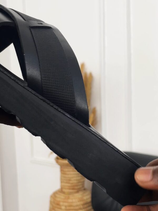 Chunky Sole Leather Slippers | Black, Brown & Navy Blue