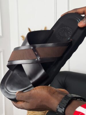 Chunky Sole Leather Slippers | Black, Brown & Navy Blue