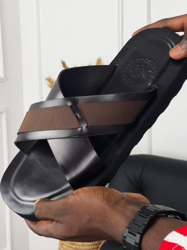 Chunky Sole Leather Slippers | Black, Brown & Navy Blue