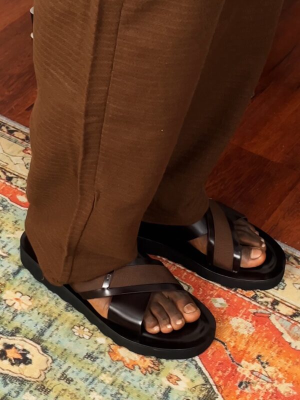 Chunky Sole Leather Slippers | Black, Brown & Navy Blue