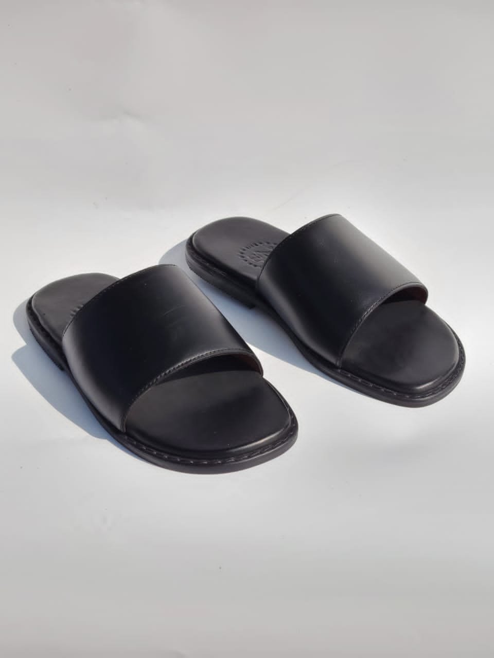 BLVCK Leather Slippers – Handmade Black Leather for Men | Premium Nigerian Footwear