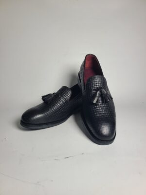 Black Embossed Leather Loafers – Textured Luxury for the Modern Gentleman