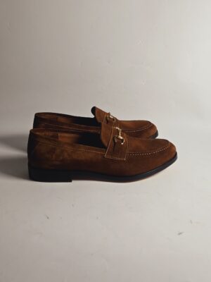 Brown Suede Horse bit Loafers | Nuel's Men Shoe
