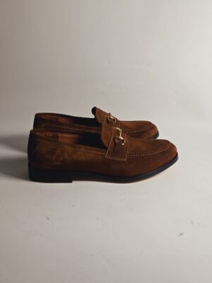 Brown Suede Horse bit Loafers | Nuel's Men Shoe