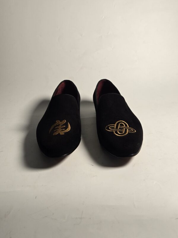 NUEL Black Velvet Embroidered Loafers
